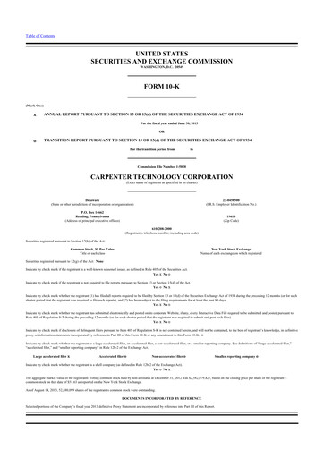 Miniature Carpenter Technology 10-K Rapport annuel 2013