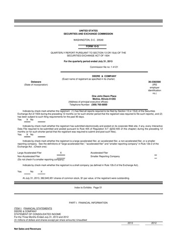 Thumbnail Deere & Company (John Deere) 10-Q Quarterly Report FY2013 