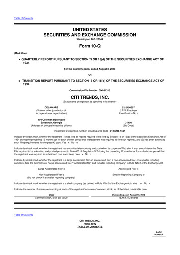 Thumbnail Citi Trends, Inc. 10-Q Quarterly Report FY 