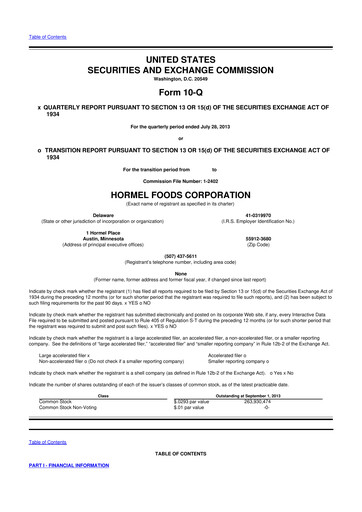 Thumbnail Hormel Foods 10-Q Quarterly Report FY2013 