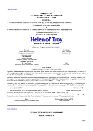 Thumbnail Helen of Troy 10-Q Quarterly Report FY2014 
