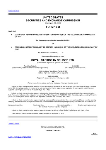 Thumbnail Royal Caribbean Group 10-Q Quarterly Report FY2013 