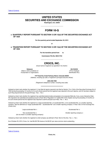 Thumbnail Crocs 10-Q Quarterly Report FY2013 