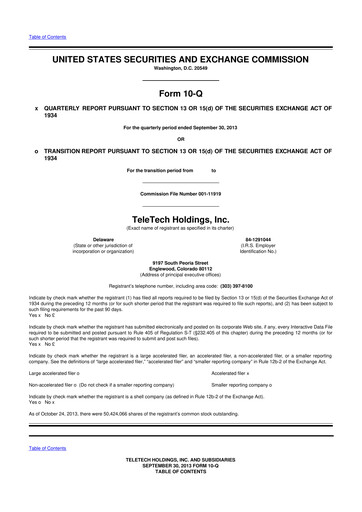 Thumbnail TTEC 10-Q Quarterly Report FY2013 