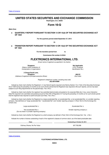 Thumbnail Flex 10-Q Quarterly Report FY2014 