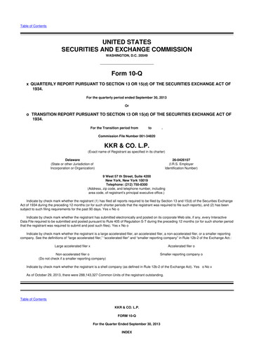 Thumbnail KKR & Co. 10-Q Quarterly Report FY2013 