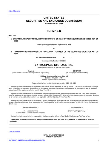 Vorschaubild Extra Space Storage
 10-Q Quartalsbericht 2013 