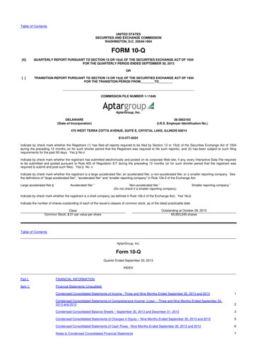 Thumbnail AptarGroup 10-Q Quarterly Report FY2013 