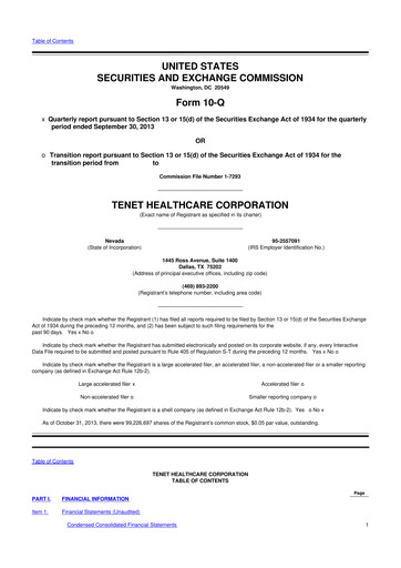 Thumbnail Tenet Healthcare 10-Q Quarterly Report FY2013 