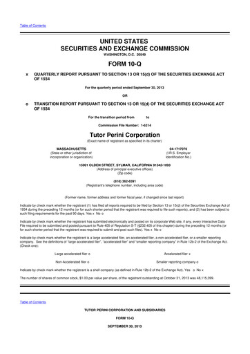 Vorschaubild Tutor Perini Corporation
 10-Q Quartalsbericht 2013 