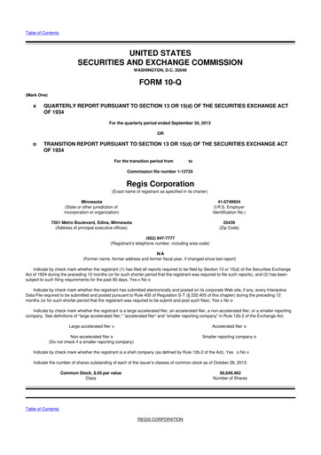 Thumbnail Regis Corporation
 10-Q Quarterly Report FY 