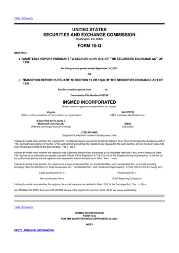 Thumbnail Insmed 10-Q Quarterly Report FY2013 