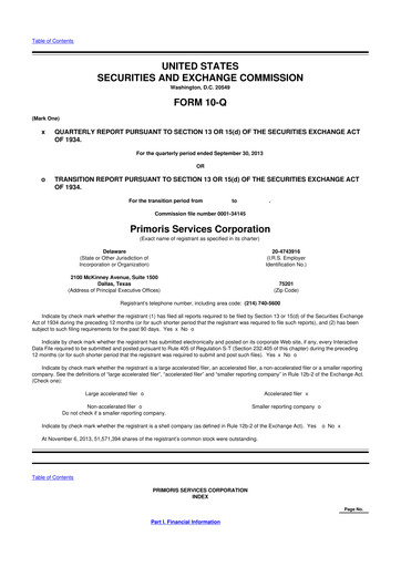 Thumbnail Primoris Services Corporation
 10-Q Quarterly Report FY2013 