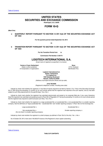 Thumbnail Logitech 10-Q Quarterly Report FY2014 