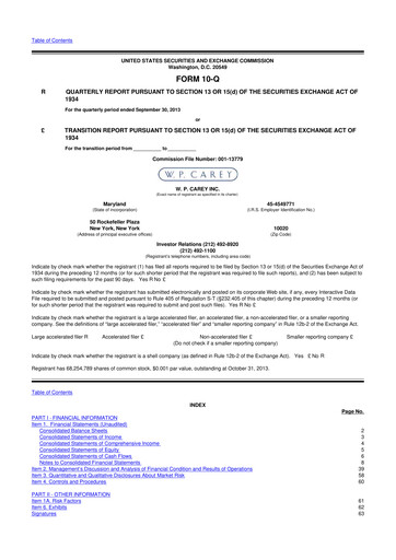 Thumbnail W. P. Carey 10-Q Quarterly Report FY2013 