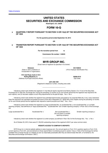 Thumbnail MYR Group 10-Q Quarterly Report FY2013 