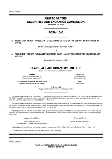 Thumbnail Plains All American Pipeline 10-Q Quarterly Report FY2013 