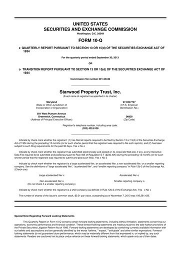 Thumbnail Starwood Property Trust 10-Q Quarterly Report FY2013 