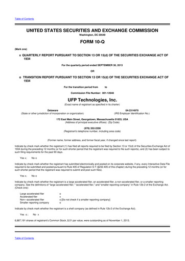 Vorschaubild UFP Technologies
 10-Q Quartalsbericht 2013 