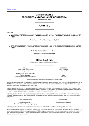 Thumbnail Royal Gold
 10-Q Quarterly Report FY2014 