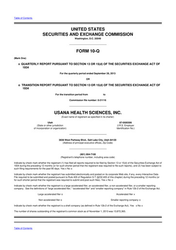 Thumbnail USANA 10-Q Quarterly Report FY2013 