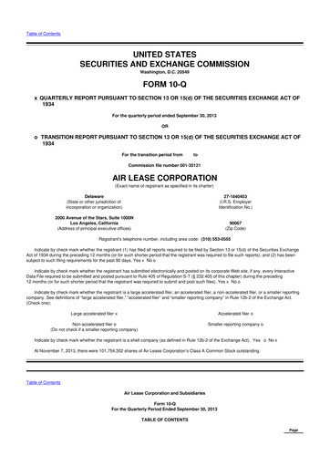 Thumbnail Air Lease Corporation
 10-Q Quarterly Report FY2013 