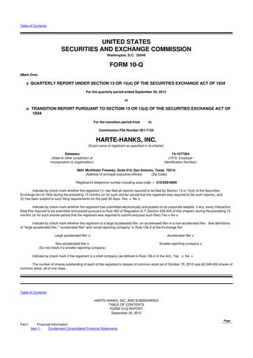 Miniature Harte Hanks 10-Q Rapport trimestriel 2013 