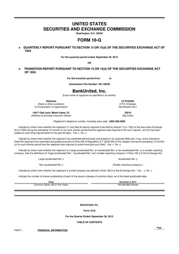 Vorschaubild BankUnited
 10-Q Quartalsbericht  