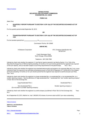 Vorschaubild AbbVie 10-Q Quartalsbericht 2013 