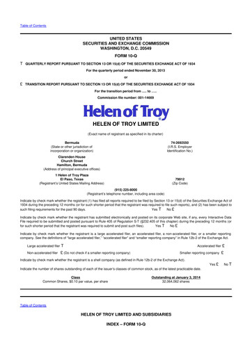 Thumbnail Helen of Troy 10-Q Quarterly Report FY2014 