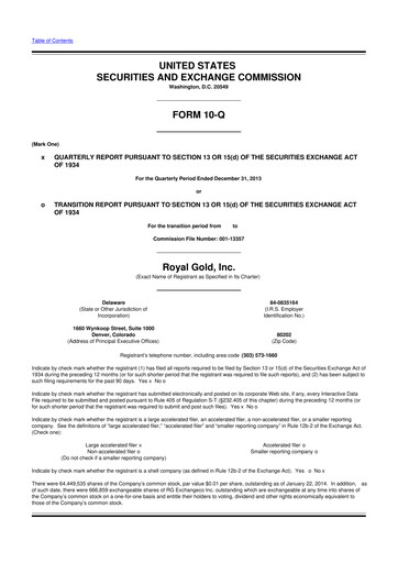 Thumbnail Royal Gold
 10-Q Quarterly Report FY2014 