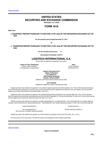 Thumbnail Logitech 10-Q Quarterly Report FY2014 