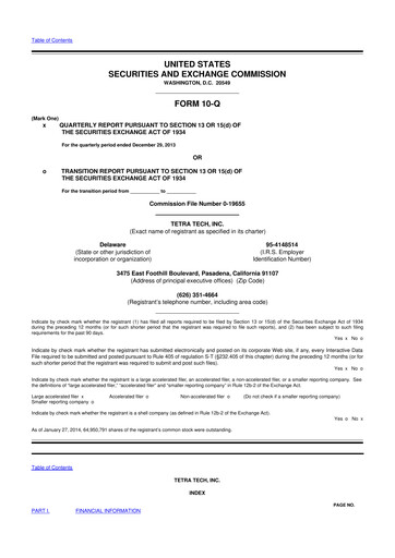 Thumbnail Tetra Tech
 10-Q Quarterly Report FY2014 