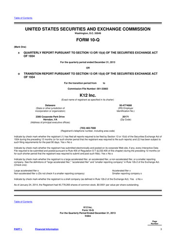 Miniature Stride (K12 Education)
 10-Q Rapport trimestriel 2014 