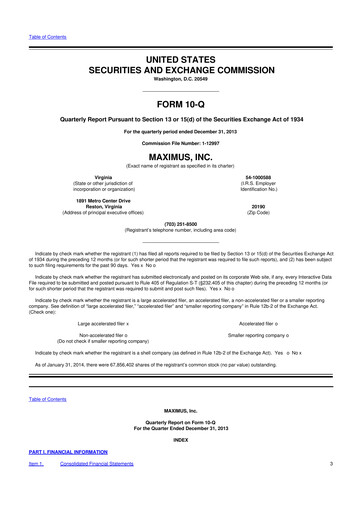 Thumbnail Maximus 10-Q Quarterly Report FY 