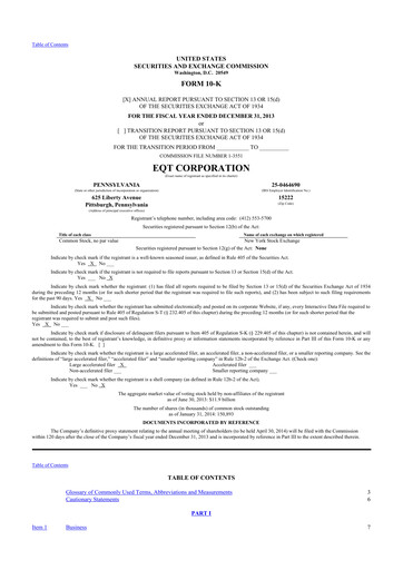 Thumbnail EQT Corporation
 10-K Annual Report 2013