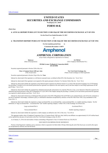 Thumbnail Amphenol 10-K Annual Report 2013