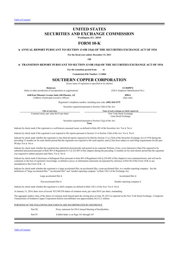 Thumbnail Southern Copper 10-K Annual Report 2013