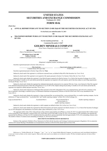 Thumbnail Golden Minerals
 10-K Annual Report 2013