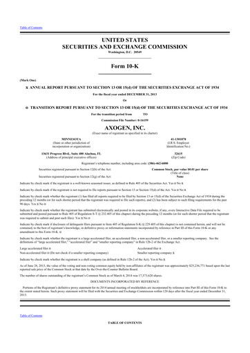 Thumbnail Axogen 10-K Annual Report 2013