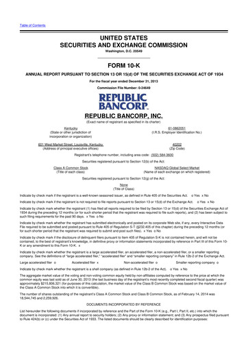 Thumbnail Republic Bank 10-K Annual Report 2013