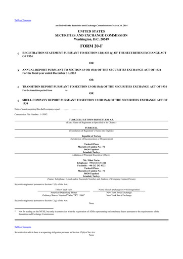 Thumbnail Turkcell 20-F Annual Report 