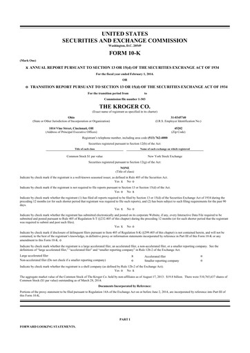 Thumbnail Kroger 10-K Annual Report 2013