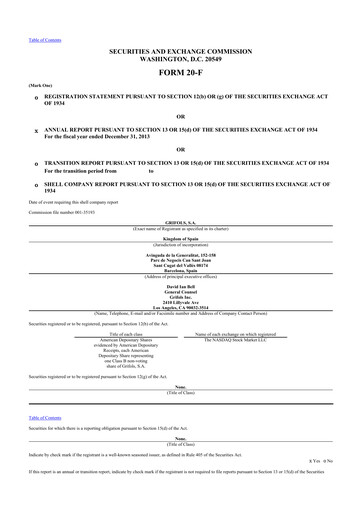 Thumbnail Grifols 20-F Annual Report 