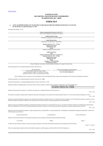 Thumbnail Grupo Aeroportuario del Sureste
(ASUR) 20-F Annual Report 