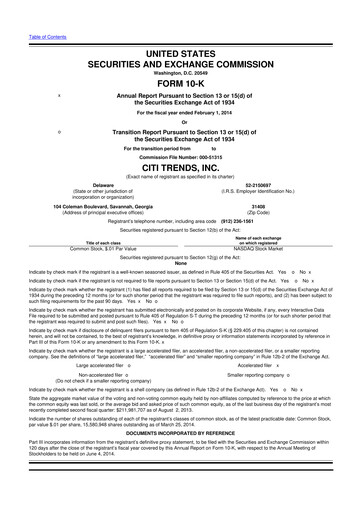 Thumbnail Citi Trends, Inc. 10-K Annual Report 