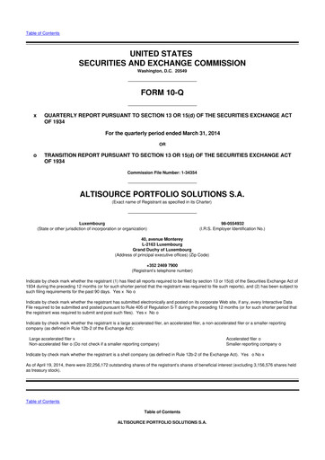 Vorschaubild Altisource Portfolio Solutions
 10-Q Quartalsbericht 2014 