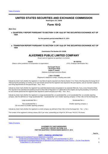 Miniature Alkermes 10-Q Rapport trimestriel 2014 