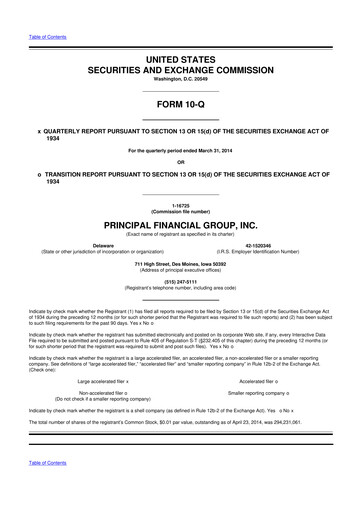 Thumbnail Principal Financial Group 10-Q Quarterly Report FY2014 