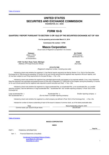 Thumbnail Masco 10-Q Quarterly Report FY2014 